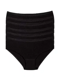 Yıldız Çamaşır Çizgili Siyah 6'lı Paket Pamuk Kadın Bato Külot Yıldız 3587