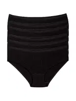 Çizgili Siyah 6'lı Paket Pamuk Kadın Bato Külot Yıldız 3587 Siyah