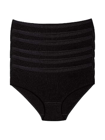 Çizgili Siyah 6'lı Paket Pamuk Kadın Bato Külot Yıldız 3587