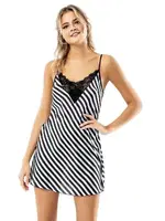 Çizgili Siyah Saten Sabahlık Gecelik Takımı Loriva Ahu 1738 Siyah farklı açı