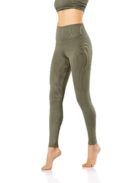 Kota Dalgıç Kumaş Yeşil Yüksek Bel Fitilli Uzun Tayt Kota 4117 