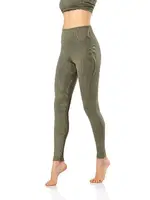 Dalgıç Kumaş Yeşil Yüksek Bel Fitilli Uzun Tayt Kota 4117  Yeşil