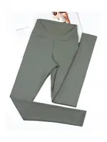 Dalgıç Kumaş Yeşil Yüksek Bel Fitilli Uzun Tayt Kota 4117  Yeşil farklı açı