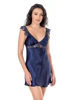 Dantel Askılı Lacivert Kısa Saten Gecelik Ahu Primoda 8108 Lacivert detay görünüm