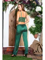 Dantel Bralet Sütyen Gömlek 3'lü Kadın Pijama Takımı Gallipoli 31726 Yeşil detay görünüm