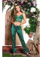 Dantel Bralet Sütyen Gömlek 3'lü Kadın Pijama Takımı Gallipoli 31726 Yeşil farklı açı