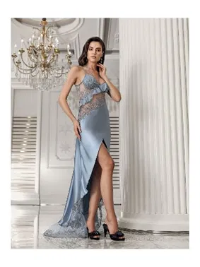 İmaj Önden Yırtmaçlı Dantelll Saten Kuyruklu Gecelik Takımı İmaj 3206 - Alternatif Görünüm