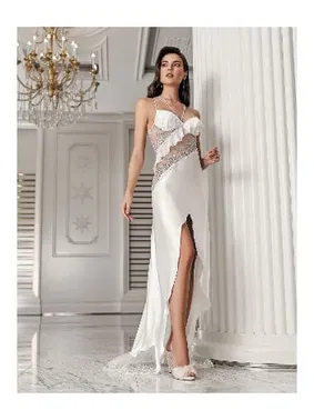 İmaj Dantelli Saten Sırt Dekolteli Yırtmaçlı Gecelik Takımı İmaj 3206 - Alternatif Görünüm