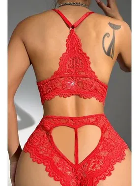 For Dreams Dantel Kırmızı Bralet Fantazi Bralet Sütyen Takımı For Dreams 8455 - Alternatif Görünüm