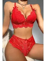 Dantel Kırmızı Bralet Fantazi Bralet Sütyen Takımı For Dreams 8455 Kırmızı farklı açı