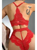 Dantel Kırmızı Bralet Fantazi Bralet Sütyen Takımı For Dreams 8455 Kırmızı görsel 4