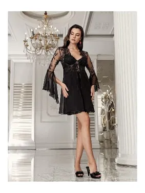 İmaj Dantel Sırtı Biye Bağlamalı 2'li Kadın Saten Fantazi Transparan Gecelik Takımı İmaj 3205 - Alternatif Görünüm