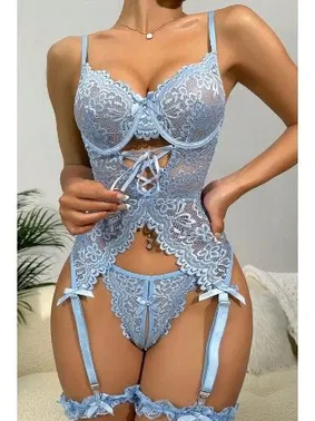 For Dreams Dantelli Mavi Jartiyer Takımı For Dreams 8462