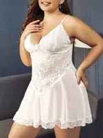 Dantelli Büyük Beden Fantezi Gecelik Beyaz Pink Night 6663 Beyaz