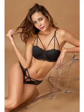 Nurteks Dantelli Destekli Britli Sütyen Takım Siyah Nurteks 4736