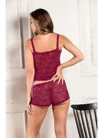 Dantelli Devore Transparan Atlet Boxer Külot Takım Bordo Gallipoli 31833 Bordo detay görünüm