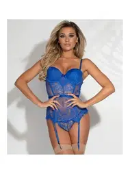 For Dreams Dantelli Jartiyerli Mavi Büstiyer Takım For Dreams 8468