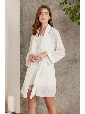 Pierre Cardin Dantelli Kadife Tulum Gecelik Sabahlık Takım Pierre Cardin 4800  - Alternatif Görünüm