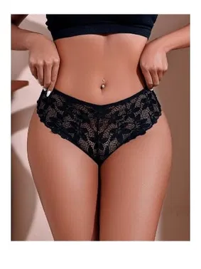 Lily Bianca Dantelli Kalp Detaylı Seksi Kadın Külot Siyah - Alternatif Görünüm