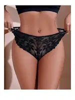 Dantelli Kalp Detaylı Seksi Kadın Külot Siyah Siyah görsel 4