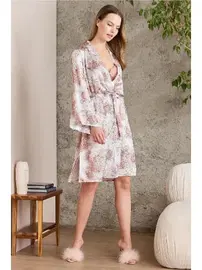 Pierre Cardin Dantelli Kaplı Saten Emprime Gecelik Sabahlık Takım Pierre Cardin 2416