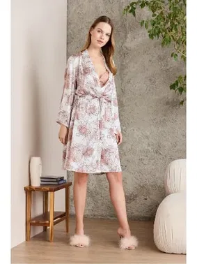 Pierre Cardin Dantelli Kaplı Saten Emprime Gecelik Sabahlık Takım Pierre Cardin 2416 - Alternatif Görünüm