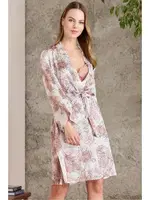 Dantelli Kaplı Saten Emprime Gecelik Sabahlık Takım Pierre Cardin 2416 Somon farklı açı