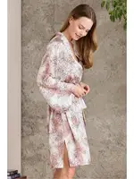 Dantelli Kaplı Saten Emprime Gecelik Sabahlık Takım Pierre Cardin 2416 Somon görsel 4