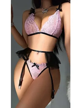 Jesica Bella Dantelli Kenarları Fırfırlı Jartiyer Takım Lily Bianca E-00120