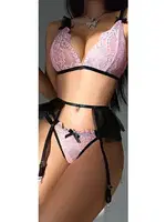 Dantelli Kenarları Fırfırlı Jartiyer Takım Lily Bianca E-00120 Siyah farklı açı