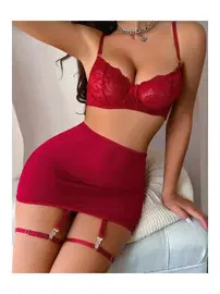 Ruselin Dantelli Kırmızı Fantezi Jartiyer Takım Ruselin 2151