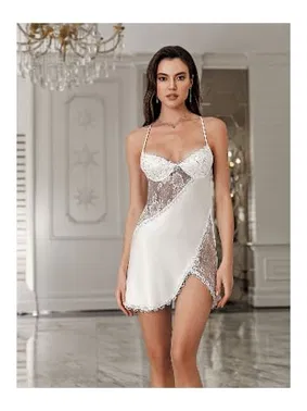 İmaj Dantelli Kolları Tüylü 2li Fantezi Saten Mini Gecelik Takımı İmaj 3203 - Alternatif Görünüm