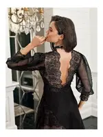 Dantelli Mini Saten Şifon Kaplı Transparan Fantazi Gecelik Takım İmaj 3207 Siyah