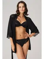 Dantelli Sabahlık Balenli Destekli Dolgulu Taşlı Sütyen ve String 3'lü Takım Anıl 4833 Siyah