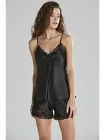 Dantelli Saten İnce Askılı V Yaka Şort Babydoll Takım Pierre Cardin 430  Siyah görsel 9