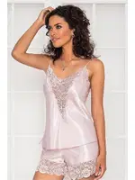 Dantelli Saten İnce Askılı V Yaka Şort Babydoll Takım Pierre Cardin 430  Pudra görsel 12