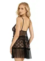 Dantelli Siyah Kısa Tül Gecelik Ahu Primoda 4200 Siyah detay görünüm