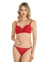 Dantelli Taşlı Destekli Sütyen Takım Fabony 4220 Kırmızı farklı açı