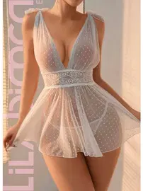 Lily Bianca Dantelli Tül Midi Erotik Gecelik Lily Bianca 1014