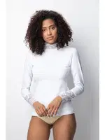 Dantelli Uzun Kollu Boğazlı Basic Kadın Body Donex 3285 Beyaz