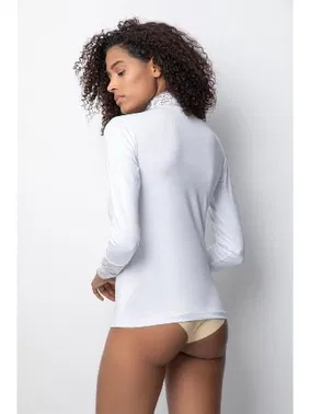 Donex Dantelli Uzun Kollu Boğazlı Basic Kadın Body Donex 3285 - Alternatif Görünüm