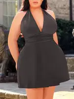 Dekolteli Boyun Askılı Büyük Beden Fantezi Gecelik Pink Night 6688 Antrasit