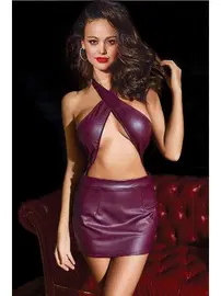 Phevos Dekolteli Fantezi Lame Deri Elbise Phevos 011-008012