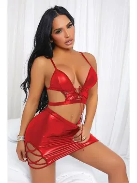 Phevos Dekolteli Fantezi Lame Deri Elbise Phevos 011-008045