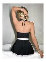 Dekolteli Hizmetçi Kostüm İzabel 9004 Siyah detay görünüm