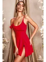 Dekolteli Seksi Kırmızı Mini Elbise Pink Night 2291 Kırmızı