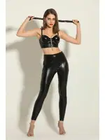 Deri Fermuarlı Bustiyer Fermuarlı Pantolon Takım Gallipoli MGP6324 Siyah