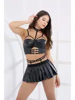 Deri Mini Etekli Fantazi Kostüm Moonlight 9405 Siyah