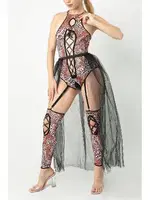 Deri Şerit Detaylı Fantezi Kostüm Phevos 012-000140 Siyah