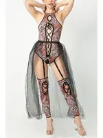 Deri Şerit Detaylı Fantezi Kostüm Phevos 012-000140 Siyah detay görünüm